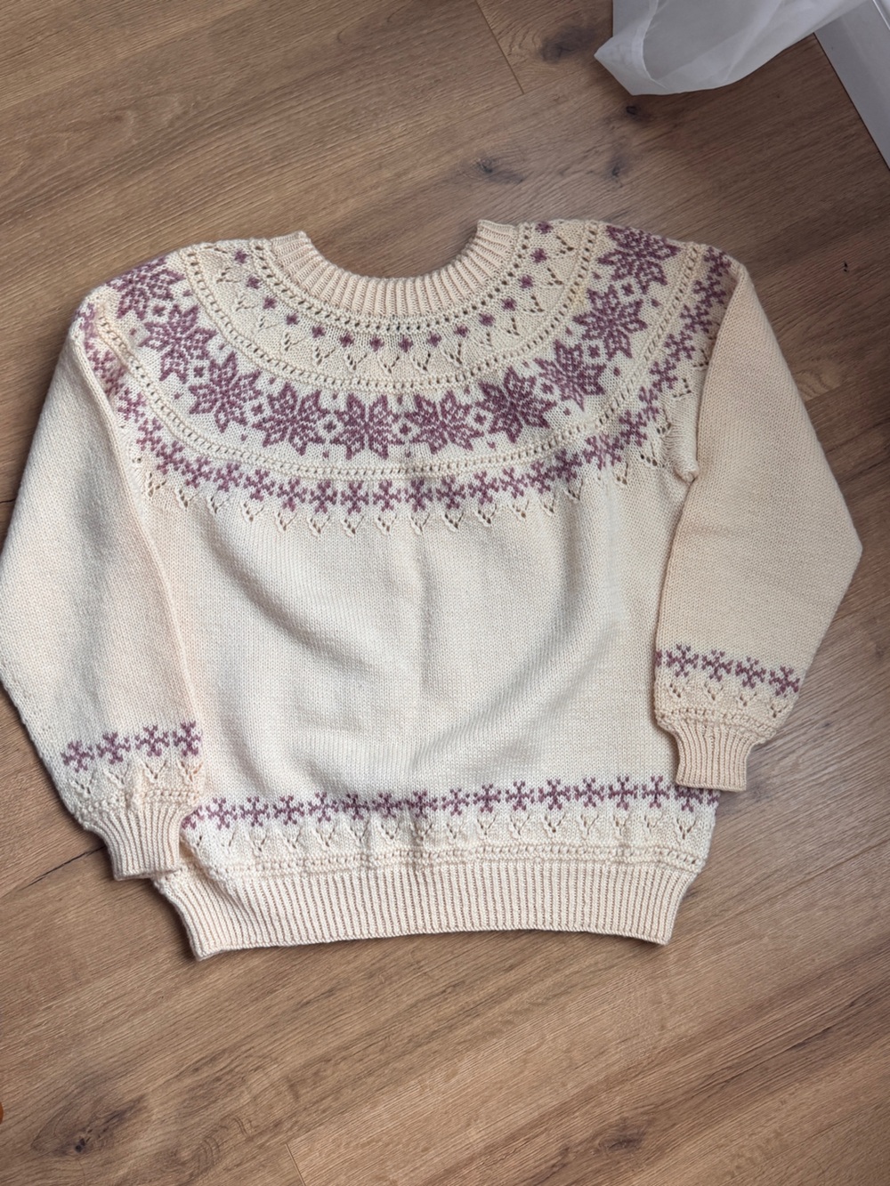 Dale of Norway Cream Sweater with Mauve Fair Isle Yoke